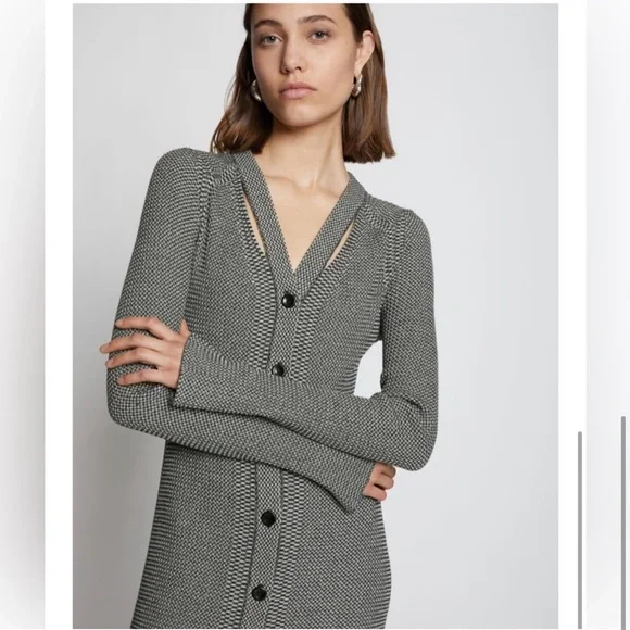 Proenza Schouler White Label Micro Stripe Rib Knit Dress S - Picture 2 of 8